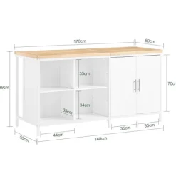 Kücheninsel mit Schrank, Sideboard und Bartisch in Weiß-Natur KNL09-WN