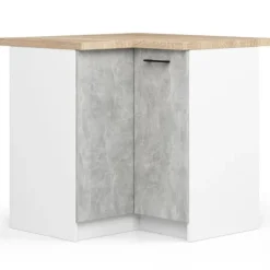 Küchenmöbelset AKORD OLIWIA Weiß 300 cm 11 Turen Schublade 16 Ebenen Front Beton B300 x H203 x T46 cm