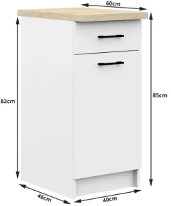 Küchenmöbelset AKORD OLIWIA Weiß 240 cm 11 Turen Schublade 12 Ebenen B240 x H203 x T46 cm