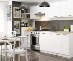 Küchenmöbelset AKORD OLIWIA Weiß 240 cm 11 Turen Schublade 12 Ebenen B240 x H203 x T46 cm