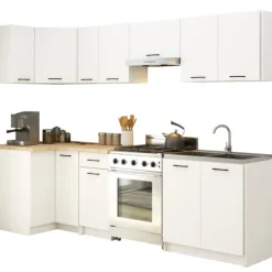 Küchenmöbelset AKORD OLIWIA Weiß 300 cm 11 Turen Schublade 16 Ebenen B300 x H203 x T46 cm
