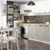 Küchenmöbelset AKORD OLIWIA Weiß 240 cm 11 Turen Schublade 12 Ebenen Front Beton B240 x H203 x T46 cm