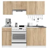 Küchenmöbelset AKORD LIMA Weiß 180 cm 7 Turen Schublade 8 Ebenen Front Sonoma-Eiche B180 x H203 x T44,5 cm