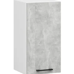 Küchenmöbelset AKORD OLIWIA Beton 180 cm 7 Turen Schublade 8 Ebenen Front Weiß B180 x H203 x T46 cm