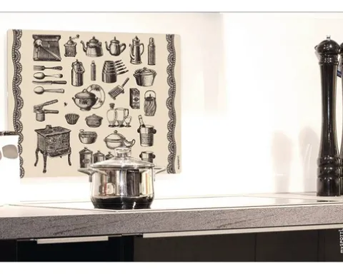 Küchenrückwand mySPOTTI pop Antik Geschirr 59x41 cm