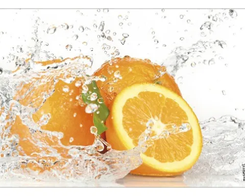 Küchenrückwand mySPOTTI pop Aqua-Orange 59x41 cm
