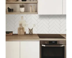 Küchenrückwand mySpotti Profix Herringbone Tiles White 100 x 60 cm PX-10060-1918-HB