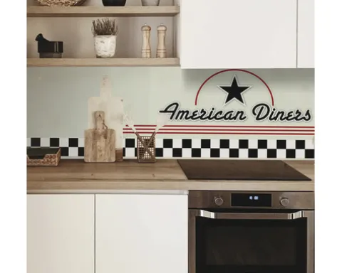 Küchenrückwand mySpotti Profix American Diners Schriftzug 100 x 60 cm PX-10060-196-HB