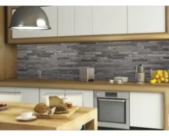 Küchenrückwand mySpotti Splash Black Bricks Steinwand 2200 x 600 mm SP-F1-1247