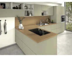 Küchenrückwand Pietra Grigia anthrazit EHW502 / Ellmau Buche EHW2851 2800 x 640 x 9,2 mm