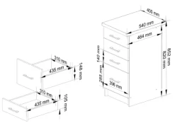 Küchenschrank AKORD LIMA modular S40 Schubladenunterschrank Weiß 40 cm 4 Schubladen Front Sonoma-Eiche B40 x H82 x T44,5 cm