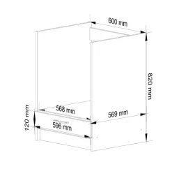 Küchenschrank AKORD OLIWIA modular S60 Unterschrank für Backofen Weiß 60 cm Tür Regal B60 x H82 x T55 cm