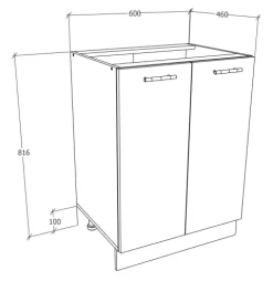 Küchenschrank B 60 cm Unterschrank Drehtüren Esilo