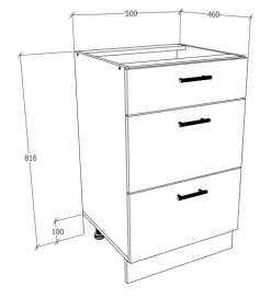 Küchenschrank B 50 cm Unterschrank Schublade Esilo