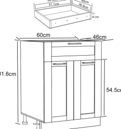 Küchenschrank 60 cm Unterschrank Schublade Colura