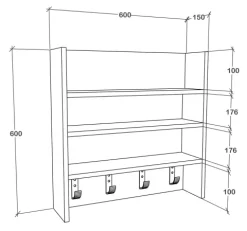 Küchenschrank Gewürzregal B. 60 cm Wandregal Esilo