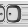 Küchenspüle 120x60cm Auflagespüle 80cm Schrank Doppelspüle 2 Becken mit Ablage