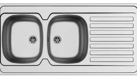 Küchenspüle 120x60cm Auflagespüle 80cm Schrank Doppelspüle 2 Becken mit Ablage