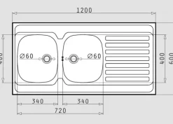 Küchenspüle 120x60cm Auflagespüle 80cm Schrank Doppelspüle 2 Becken mit Ablage