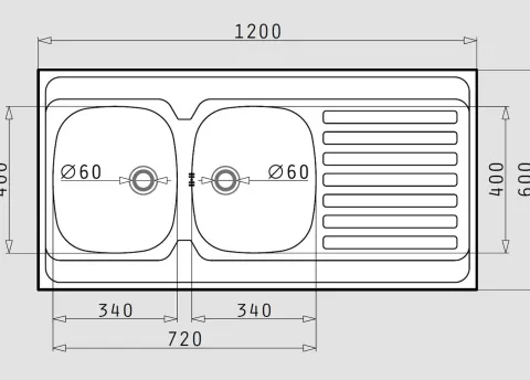 Küchenspüle 120x60cm Auflagespüle 80cm Schrank Doppelspüle 2 Becken mit Ablage