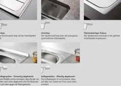 Küchenspüle 100x50cm Auflagespüle International große Abtropffläche Single Küche