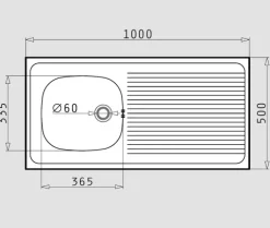 Küchenspüle 100x50cm Auflagespüle International große Abtropffläche Single Küche