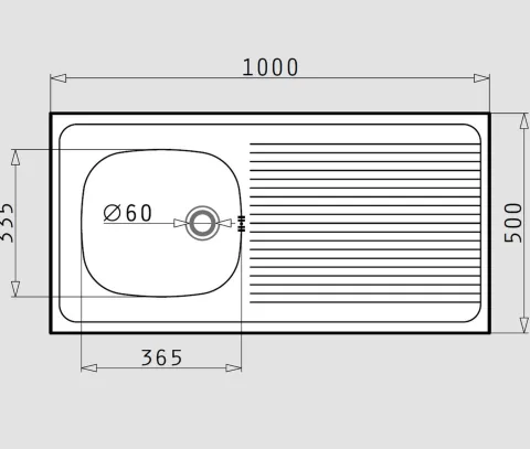Küchenspüle 100x50cm Auflagespüle International große Abtropffläche Single Küche