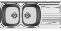 Küchenspüle 116x50cm Einbauspüle Sparta 2 Becken 80cm Schrank Einbau reversibel