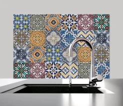 Küchen Spritzschutz | Küchenrückwand | Alu-DiBond | Fliesenschutz für den Herd und Spüle | Küche | Küchenfliesen | Fliesenspiegel | Rückwand, Größe: 60 x 40 x 0.3 cm Küchenrückwand und Spritzschutz Mosaikmuster