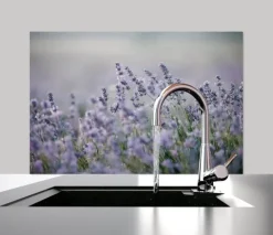 Küchen Spritzschutz | Küchenrückwand | Alu-DiBond | Fliesenschutz für den Herd und Spüle | Küche | Küchenfliesen | Fliesenspiegel | Rückwand, Größe: 60 x 40 x 0.3 cm Küchenrückwand und Spritzschutz Lavendel