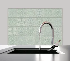 Küchen Spritzschutz | Küchenrückwand | Alu-DiBond | Fliesenschutz für den Herd und Spüle | Küche | Küchenfliesen | Fliesenspiegel | Rückwand, Größe: 60 x 40 x 0.3 cm Küchenrückwand und Spritzschutz Mosaik Türkis