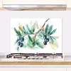 Küchen Spritzschutz | Küchenrückwand | Alu-DiBond | Fliesenschutz für den Herd und Spüle | Küche | Küchenfliesen | Fliesenspiegel | Rückwand, Größe: 60 x 40 x 0.3 cm Küchenrückwand und Spritzschutz Oliven