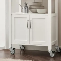 Küchenwagen mit Arbeitsplatte, Rollen und weißem Regal FKW22-WN