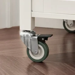 Küchenwagen mit Arbeitsplatte, Rollen und weißem Regal FKW22-WN