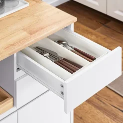 Küchenwagen mit Arbeitsplatte, Rollen und Schrank in Weiß FKW123-WN