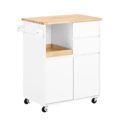 Küchenwagen mit Arbeitsplatte, Rollen und Schrank in Weiß FKW123-WN