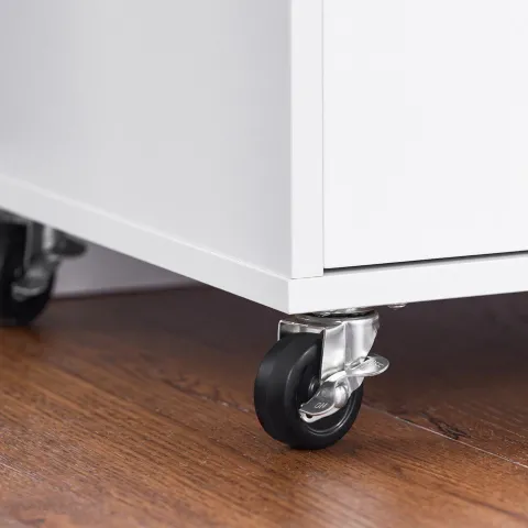 Küchenwagen mit Arbeitsplatte, Rollen und Schrank in Weiß FKW123-WN
