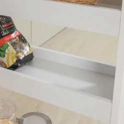 Küchenwagen mit 4 Rädern, Servierplatte und Rollen für Bad und Kosmetik NSR01-W