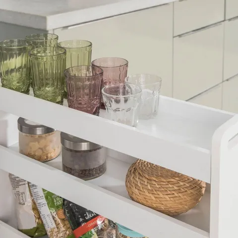Küchenwagen mit 4 Rädern, Servierplatte und Rollen für Bad und Kosmetik NSR01-W