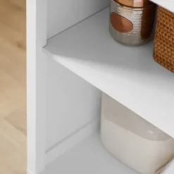 Küchenwagen mit Rollen, Arbeitsplatte und Regal in Weiß-Natur FKW102-WN