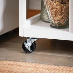 Küchenwagen mit Rollen, Schubladen und 3 Ablagen im Industrial Design Weißnatur FKW111-WN