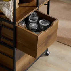 Küchenwagen mit Rollen und Schubladen im Industrial Design in Vintagebraun FKW111-PF