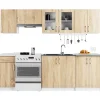 Küchenzeile LIMA 2.4m Modulares Weiß 240 cm 11 Türen 1 Schublade Front Sonoma Eiche B240xH203xT44,5 cm