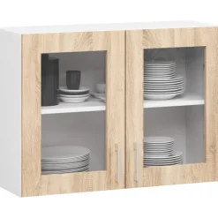Küchenzeile LIMA 2.4m Modulares Weiß 240 cm 11 Türen 1 Schublade Front Sonoma Eiche B240xH203xT44,5 cm