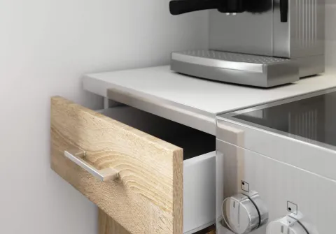 Küchenzeile LIMA 2.4m Modulares Weiß 240 cm 11 Türen 1 Schublade Front Sonoma Eiche B240xH203xT44,5 cm