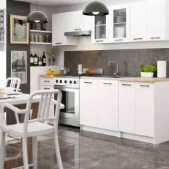 Küchenzeile OLIWIA 2.4m Modulares Weiß 240 cm 11 Türen 1 Schublade B240xH203xT46 cm