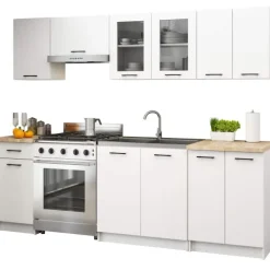 Küchenzeile OLIWIA 2.4m Modulares Weiß 240 cm 11 Türen 1 Schublade B240xH203xT46 cm