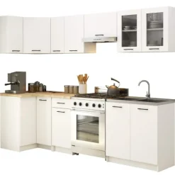 Küchenzeile OLIWIA 3.0m Modulares Weiß 300 cm 11 Türen 1 Schublade B300xH203xT46 cm