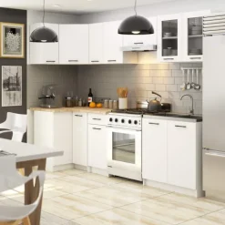 Küchenzeile OLIWIA 3.0m Modulares Weiß 300 cm 11 Türen 1 Schublade B300xH203xT46 cm