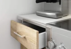 Küchenzeile LIMA 1.8m Modulares Weiß 180 cm 7 Türen 1 Schublade Front Sonoma Eiche 8 Regalböden B180xH203xT44,5 cm